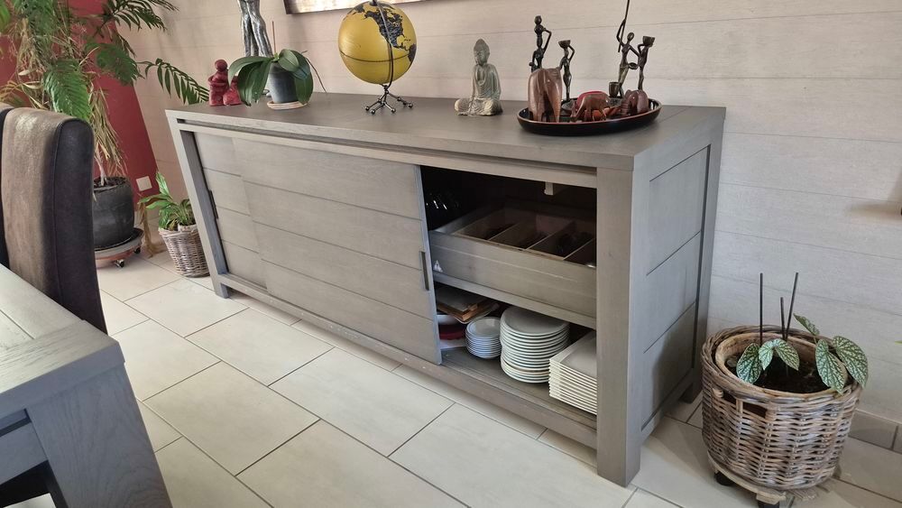 Buffet bas ch&ecirc;ne gris&eacute; Meubles