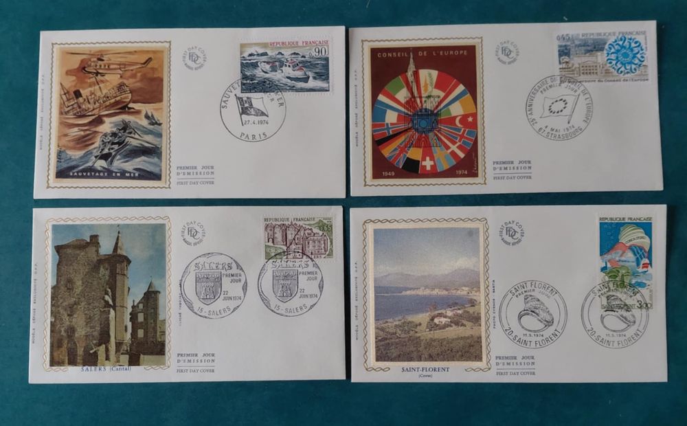39 ENVELOPPES 1 ER JOUR ANNEE 1974 