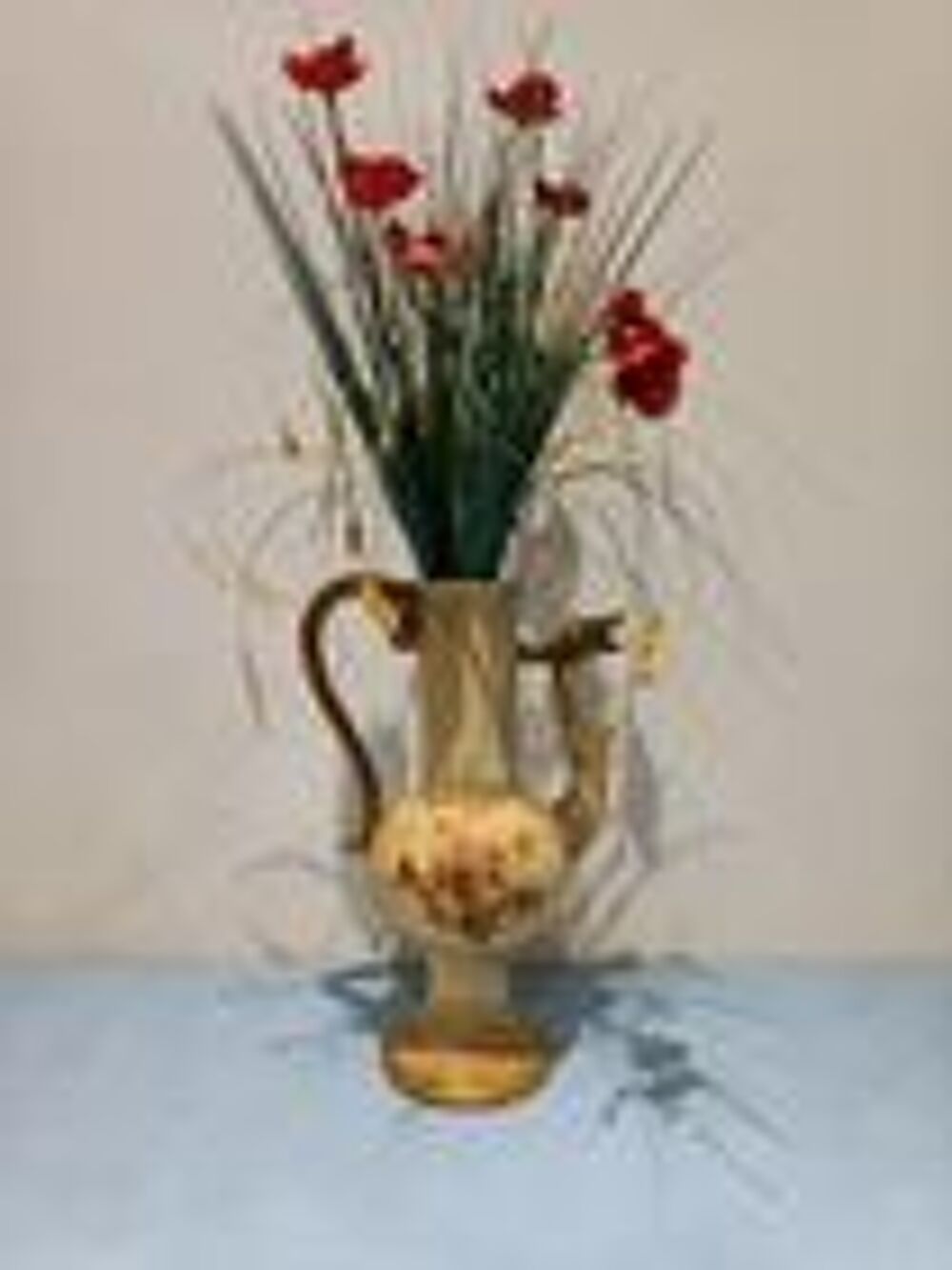 Vase aigui&egrave;re vintage en poterie fait main ? d&eacute;cor floral, Décoration
