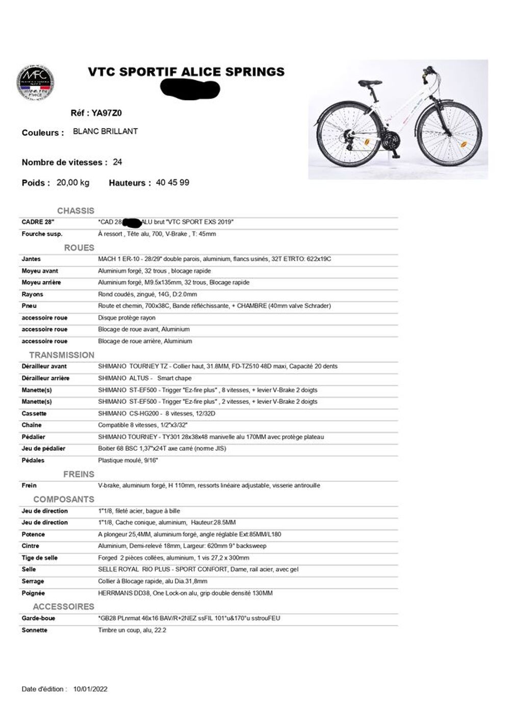 V&eacute;lo VTC sportif Vélos