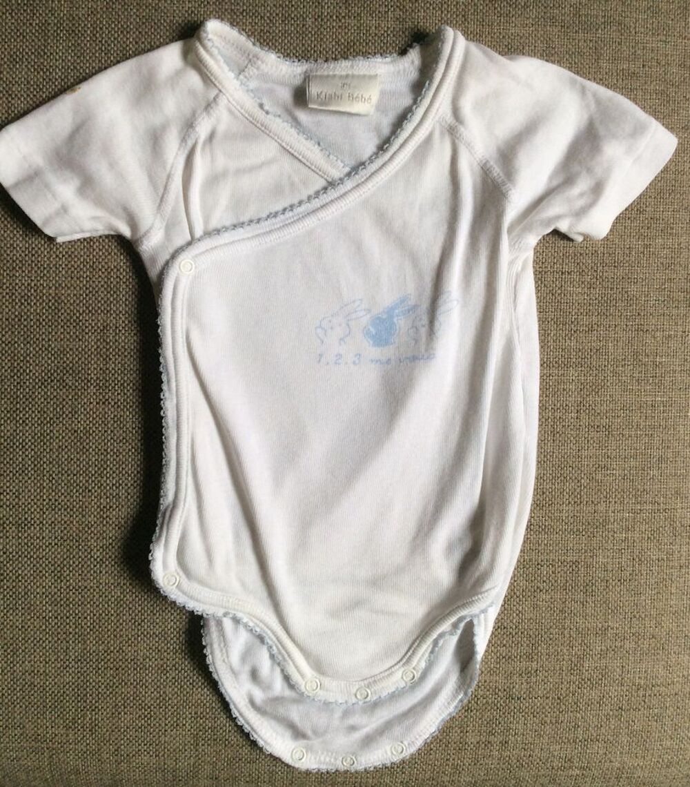 Body blanc b&eacute;b&eacute; lapins bleus - 3 mois - Kiabi Vtements enfants