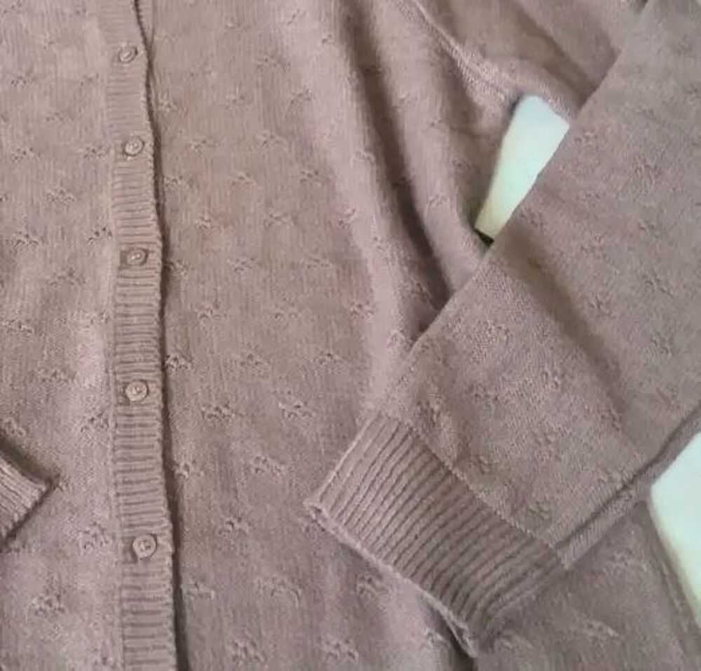 Gilet pull marron maille douce fantaisie - T 38 - 40 ou 40 Vêtements