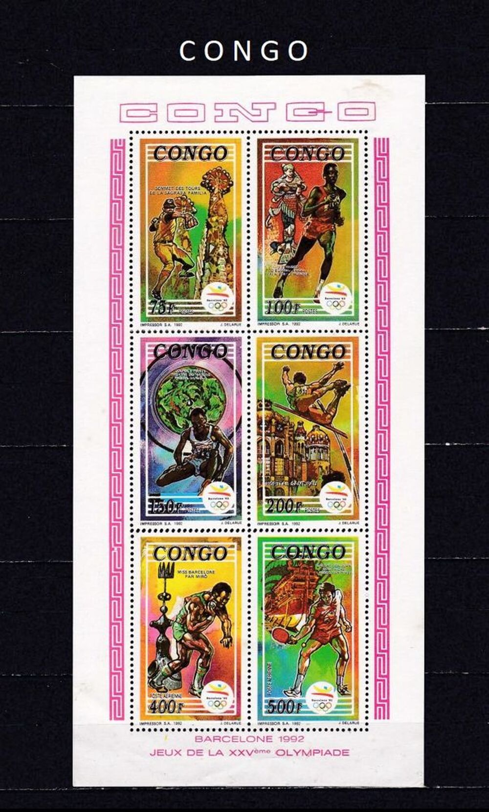 Bloc du CONGO sur les J.O. de 1992 &agrave; BARCELONE 