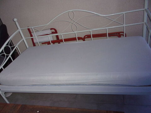 banquette lit fer blanc sommier renforcé 80 Annonay (07)