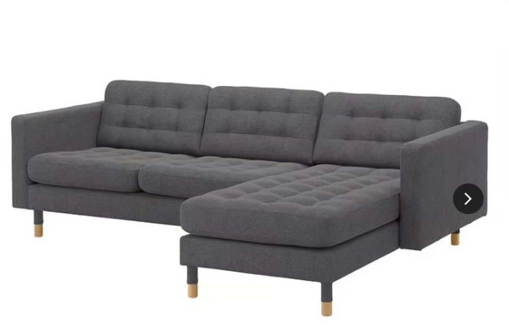 Canap&eacute; avec m&eacute;ridienne et fauteuil gris moderne capitonn&eacute;s Meubles