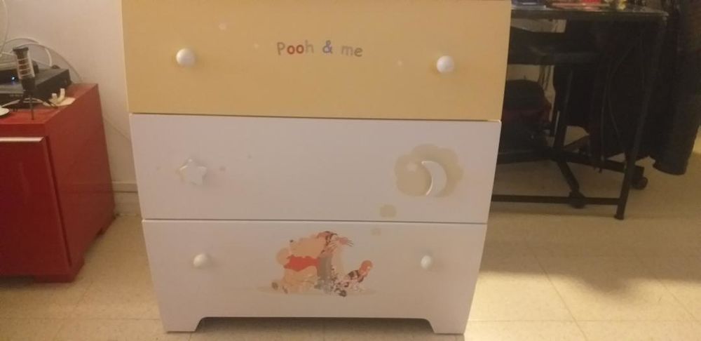 Commode et plan &agrave; langer amovible SAUTHON Winnie l'ourson Mobilier enfants