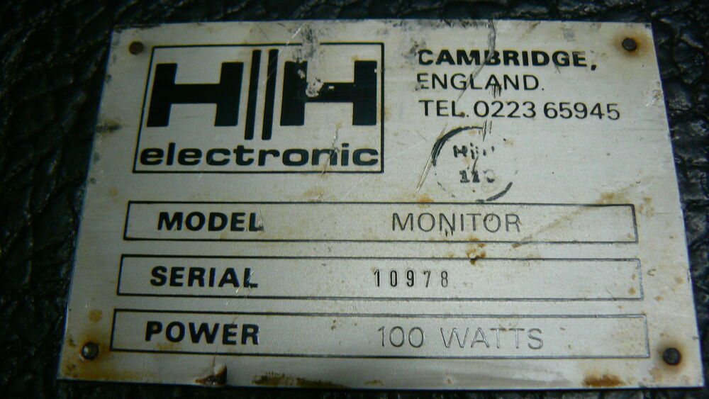 2 HH Monitor amplifi&eacute; 100W
Fabriqu&eacute; en Angleterre '80 Instruments de musique