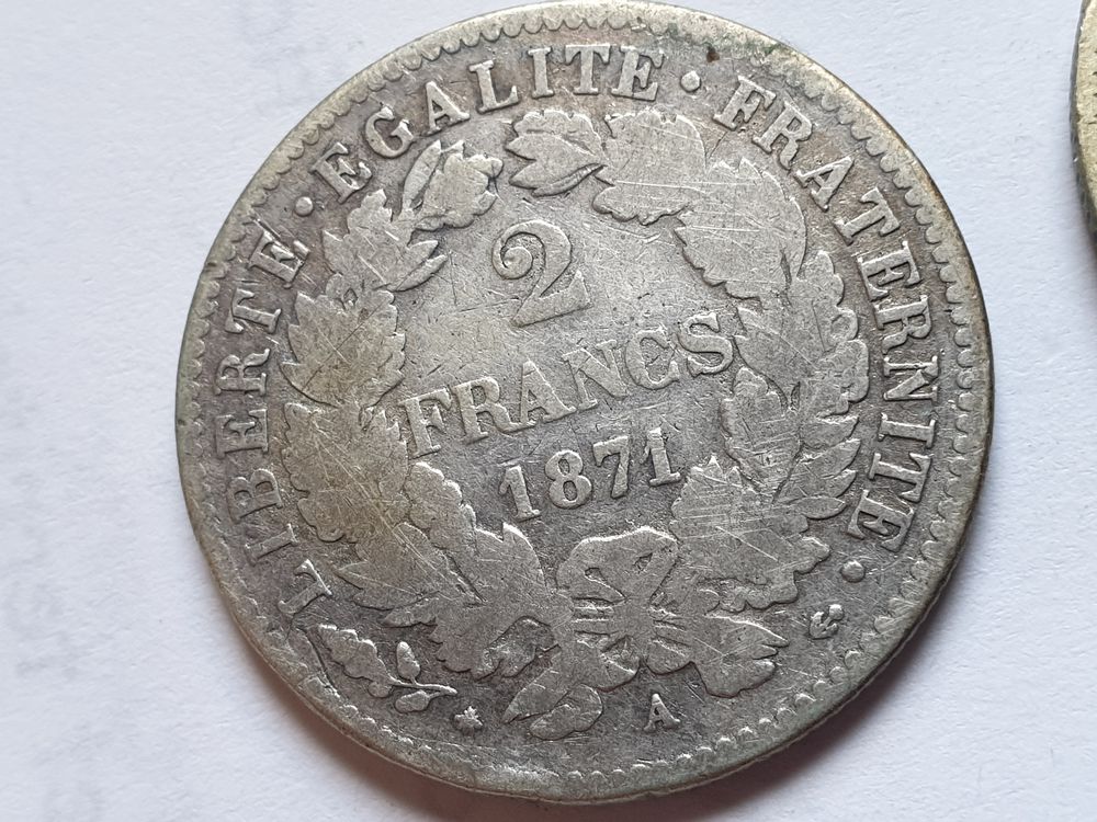 Lot de 2 pi&egrave;ces 2 francs C&eacute;r&egrave;s Argent 