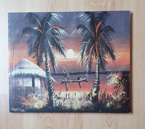 Tableau peinture coucher de soleil, palmiers 12 Betton (35)