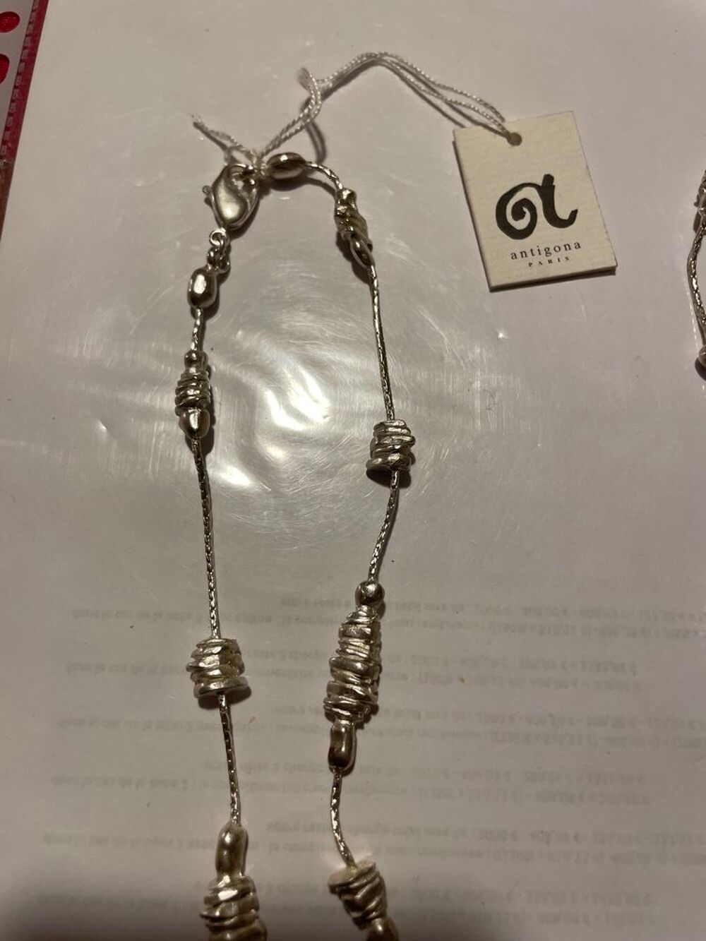 Collier argent&eacute; petits cailloux incrust&eacute;s sur chaineANTIGONA Bijoux et montres