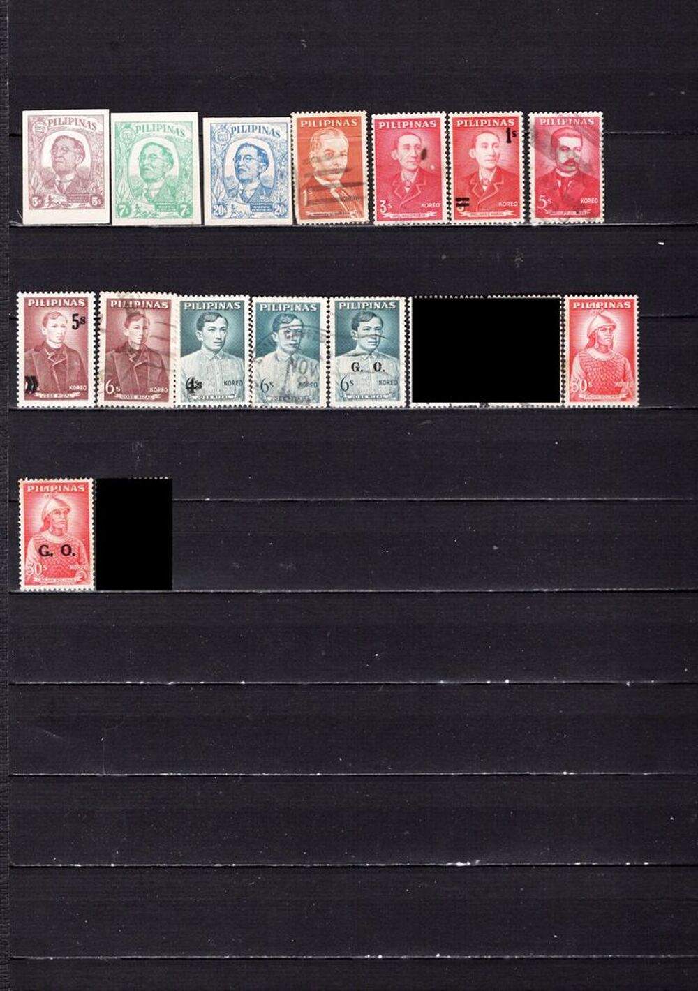 lot de 48 timbres des PHILIPPINES avec des PERSONNALITES 