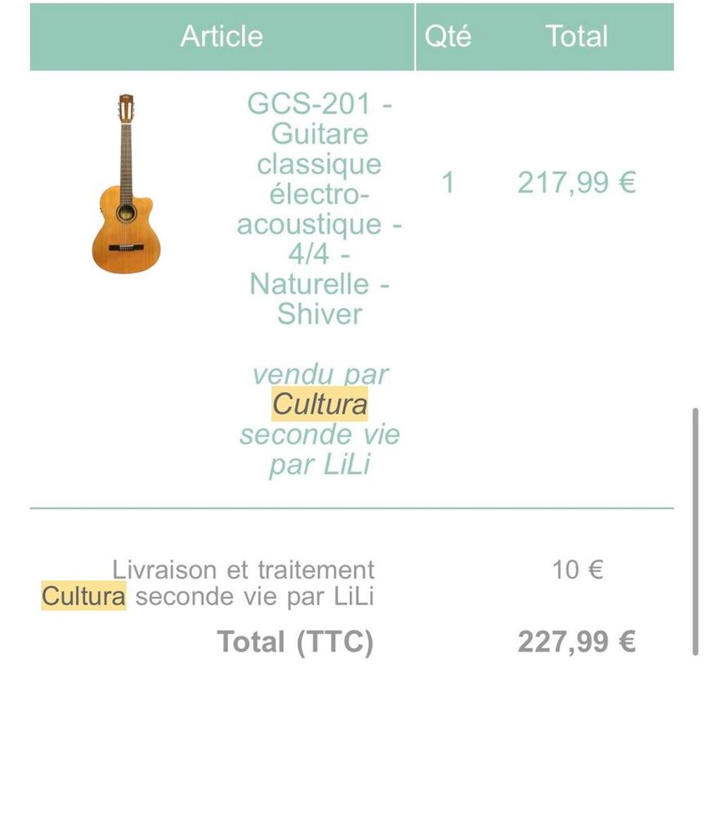 guitare shiver neuf Instruments de musique