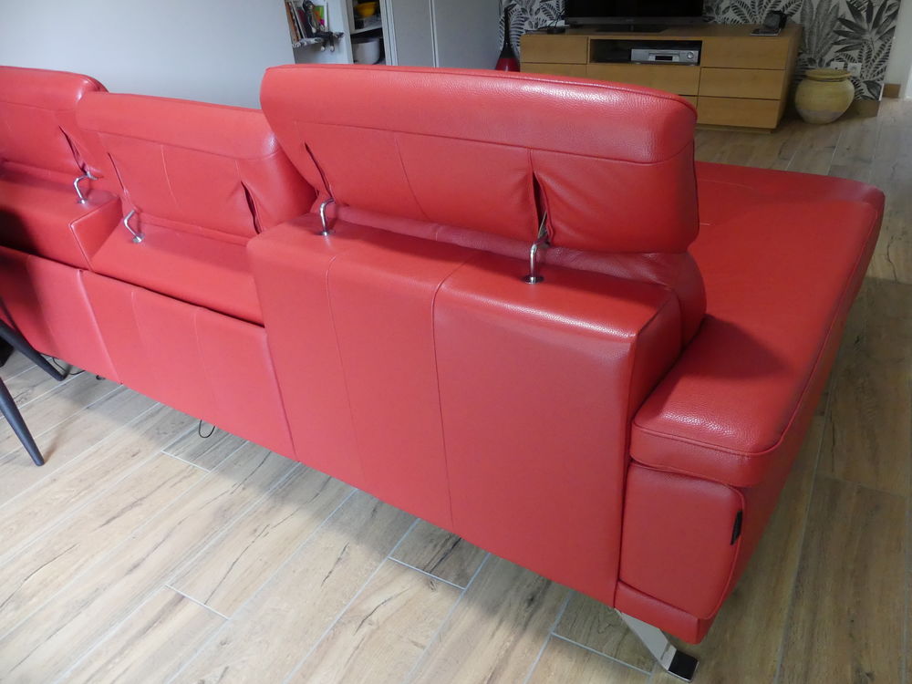 CANAPE RELAX ANGLE DROIT CUIR ROUGE Meubles