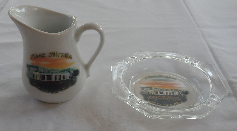 Cendrier verre et pot &agrave; cr&egrave;me c&eacute;ramique chez Mireille Berck 