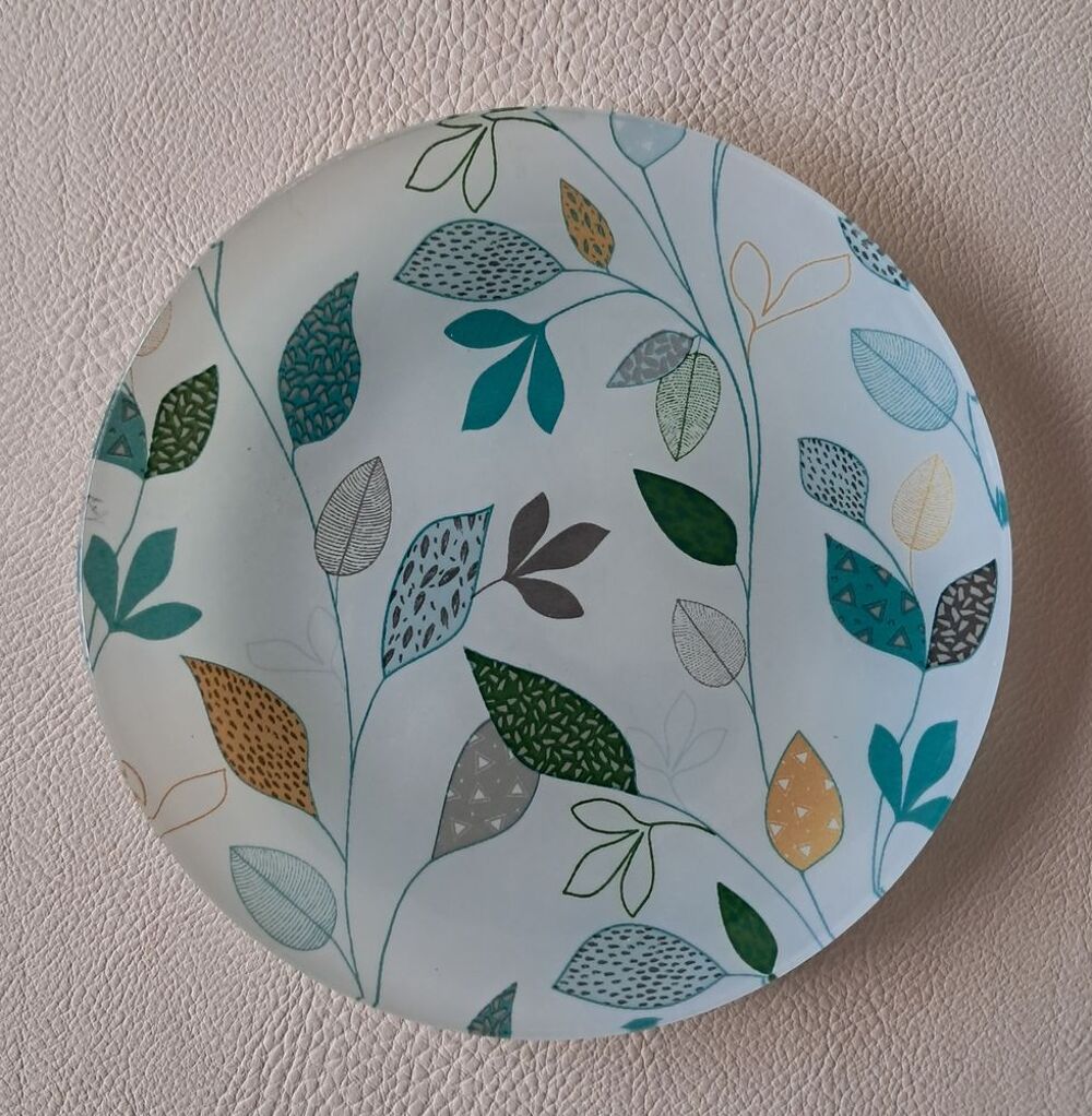 lot set de 6 assiettes &agrave; dessert en verre vert pastel avec p Décoration