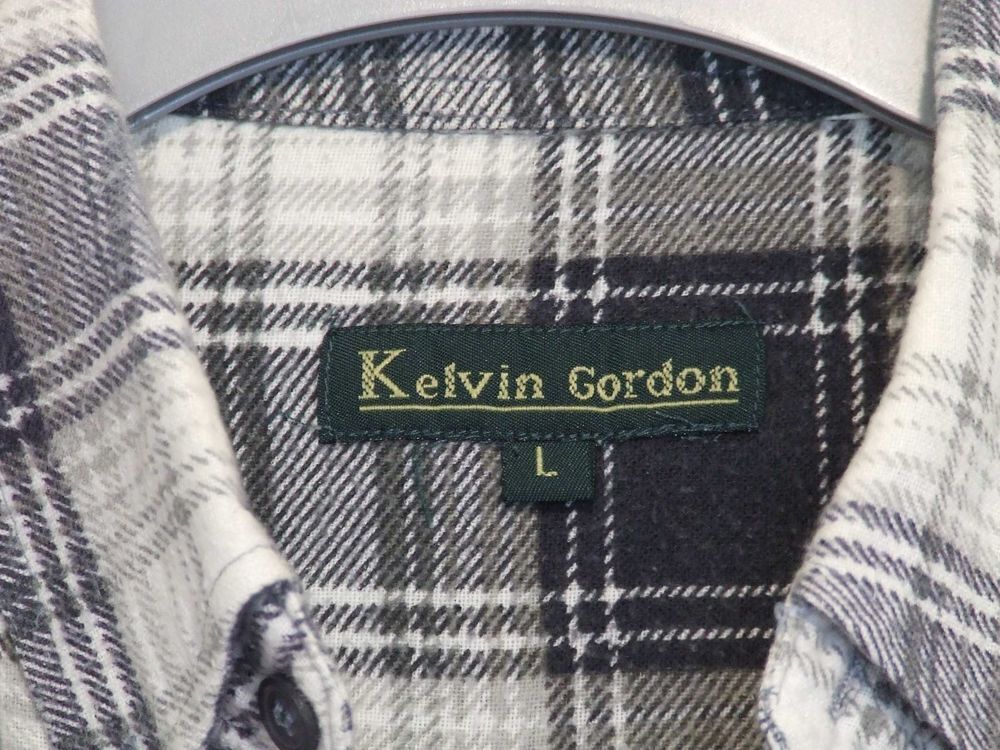 Chemise flanelle &agrave; carreaux gris, KELVIN GORDON, Taille L Vêtements