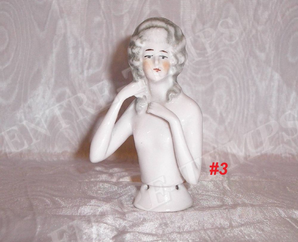 4 ANCIENNES DEMI-FIGURINE ART D&Eacute;CO (BOITE &agrave; POUDRE,HALF DOLL 