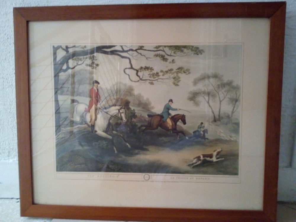 Lithographie fox hunting n&deg; 4 la chasse au renard du XIXe 