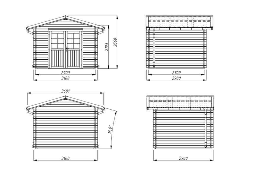 Abri de jardin en bois 7,5 m2 Jardin