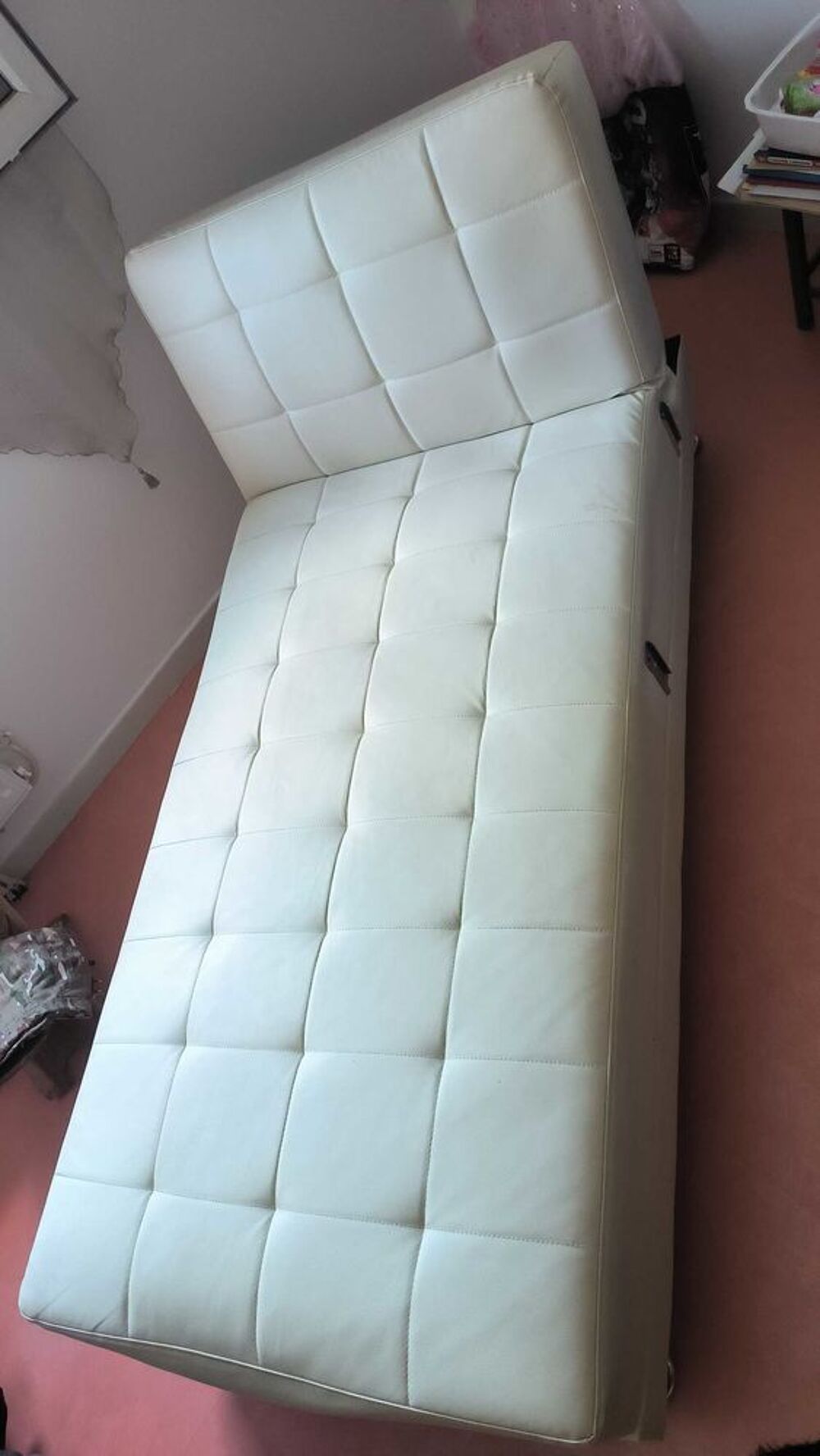 pas d'envoi bout de canap&eacute; semi cuir blanc Meubles