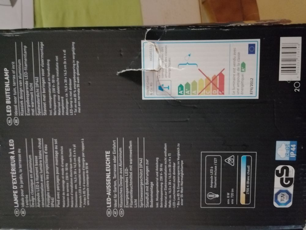 Lanterne ext&eacute;rieure &eacute;lectrique neuve Jardin