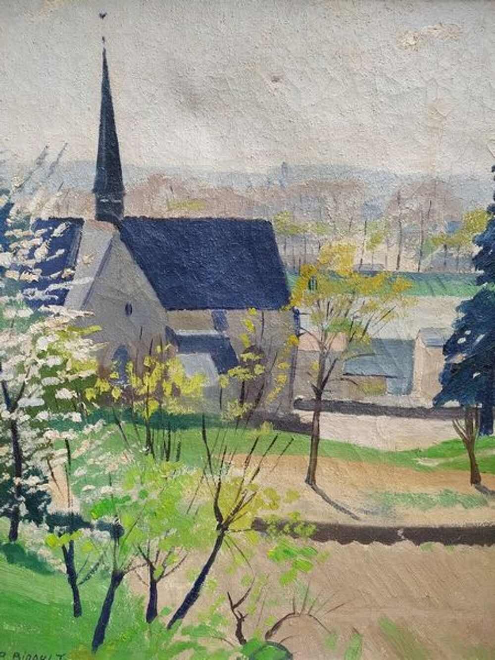 Tableau &Eacute;glise Saint-Cyr sur Loire Peintre Tourangeau Décoration