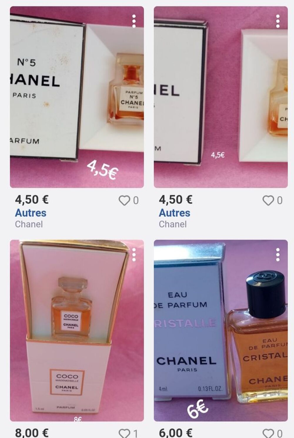 miniatures de parfum de collection Chanel 