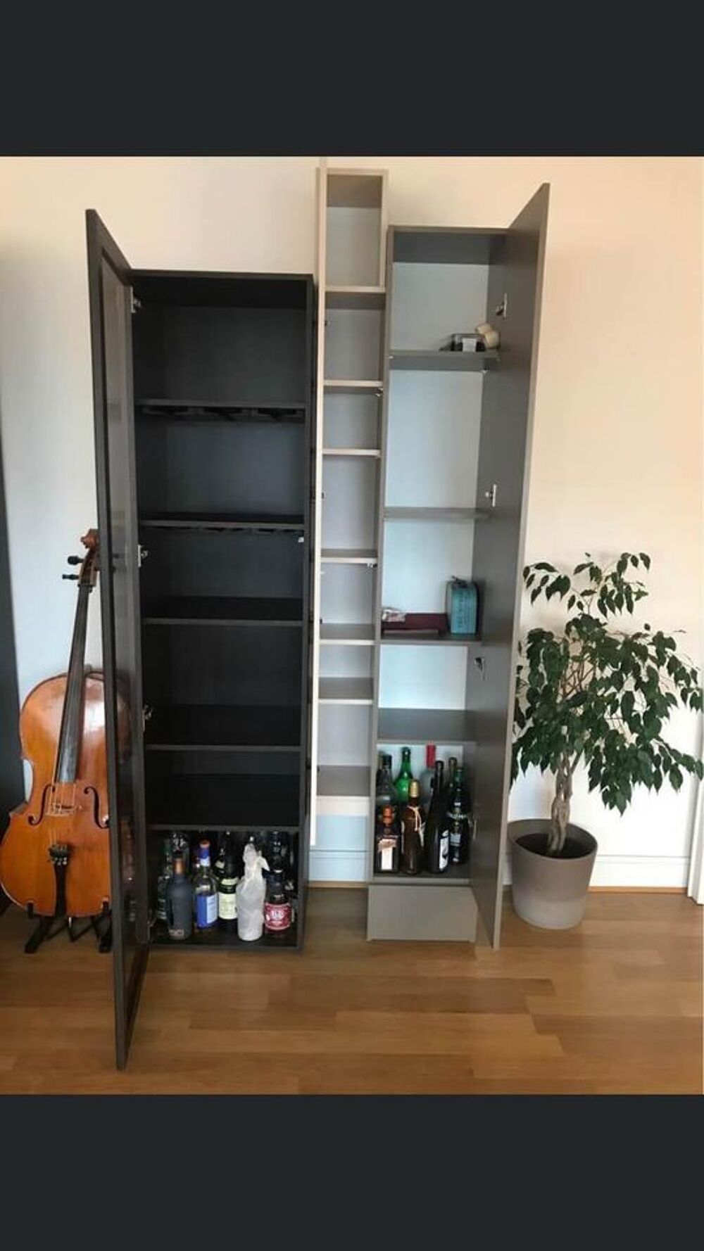 Vaisselier contemporain (taupe/weng&eacute;/beige) Meubles