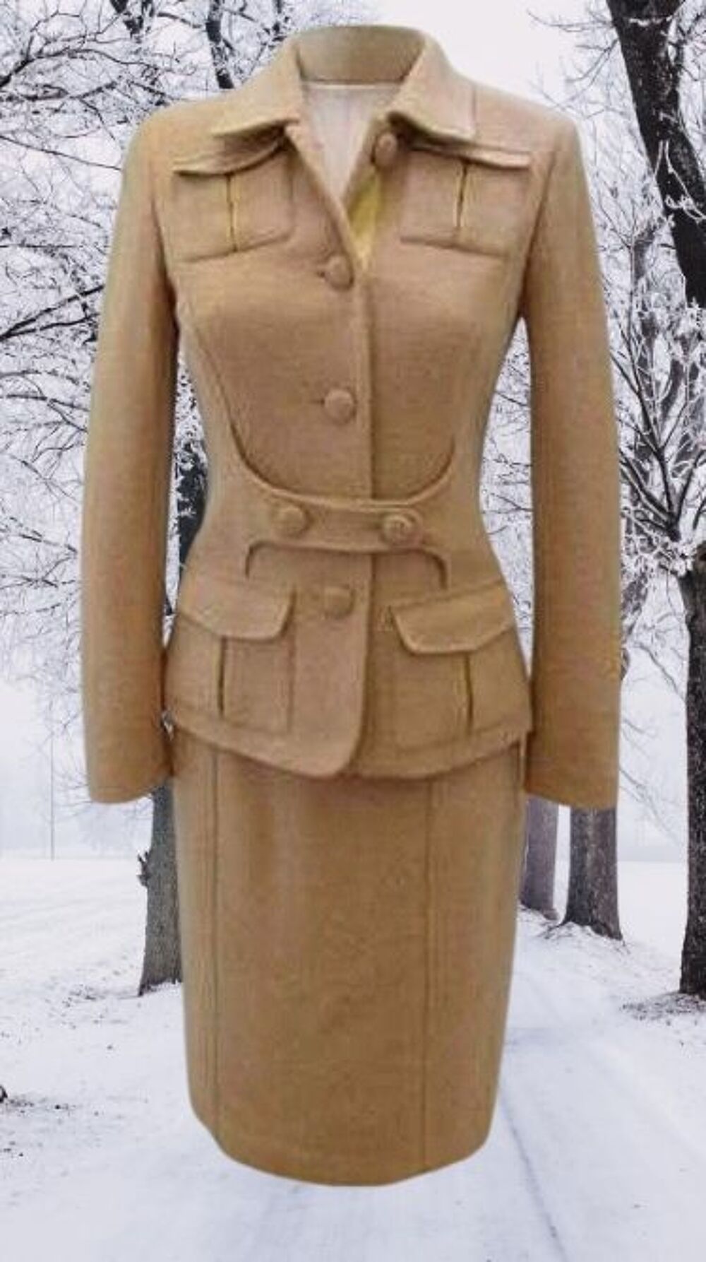 ETCETERA - NEW - TAILLEUR FEMME 3P LAINE SABLE GRANIT&Eacute; 38/40 Vêtements
