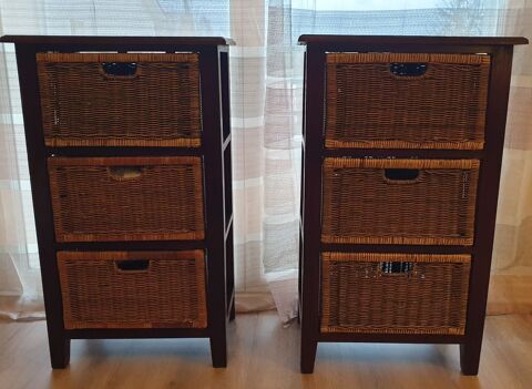 Lot 2 Chiffonniers 3 tiroirs en Rotin Indon�sien 110 Langon (33)
