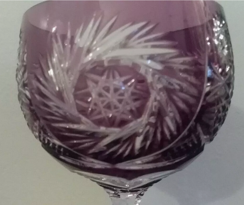 1 ANCIEN VERRE A VIN CRISTAL DOUBLE ht 19 cm couleur violet 100 Roquefort-les-Pins (06)