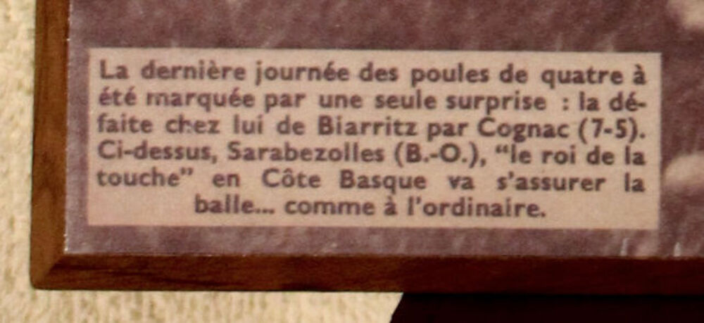 "BIARRITZ OLYMPIQUE 1946 " Décoration