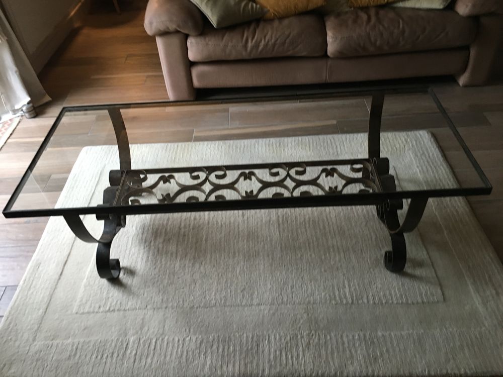 Table basse verre et fer forg&eacute; Meubles