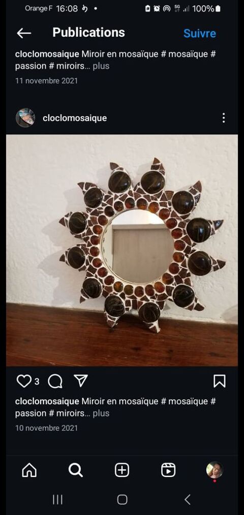 Petit miroir en mosaïque 30 Coubert (77)