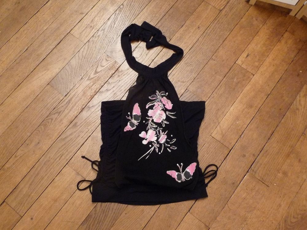 Top Noir avec son Drap&eacute; Noir et Lien &agrave; Nouer- Top Studio Vêtements