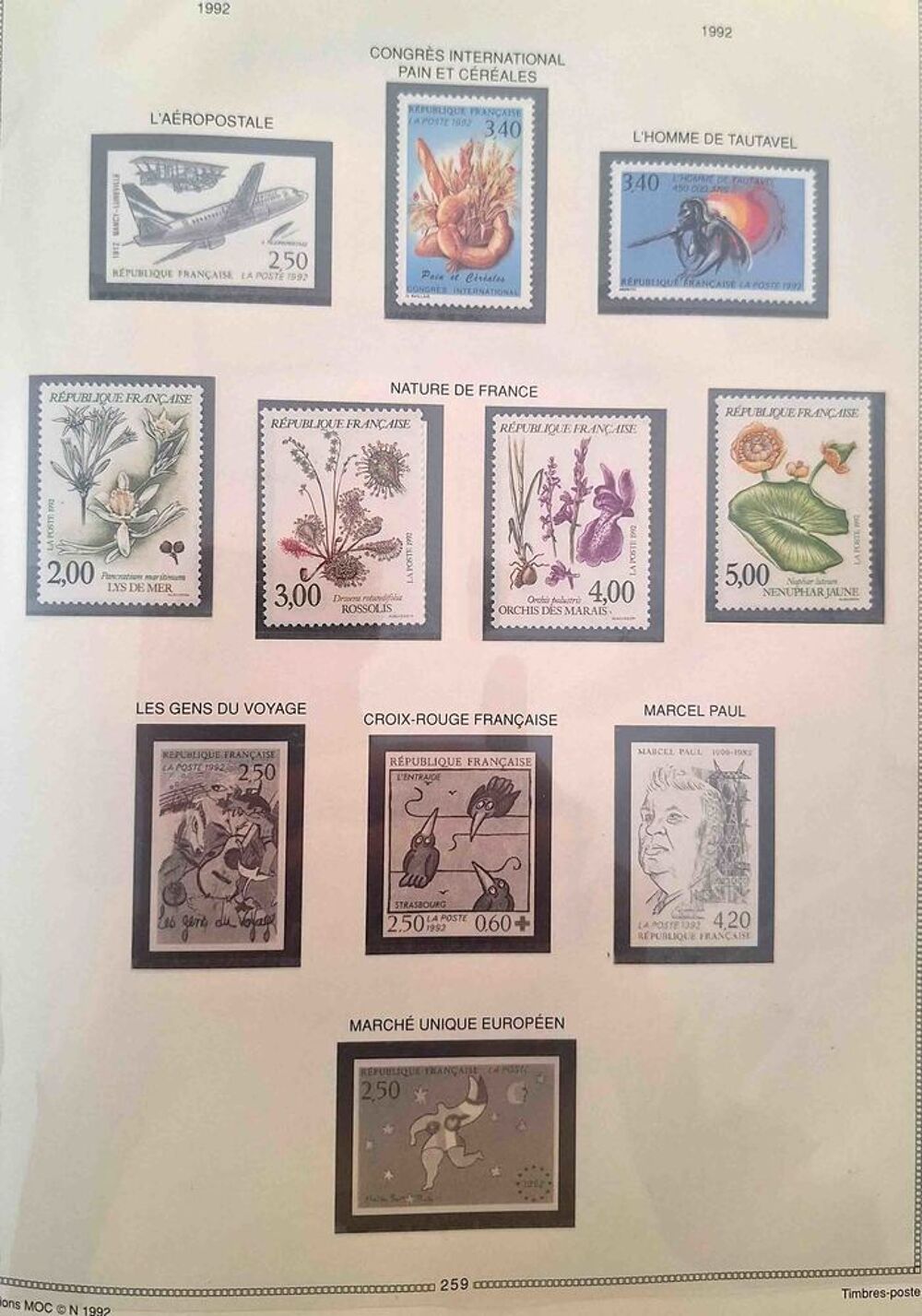 S&eacute;rie de timbres de collection de France F10 