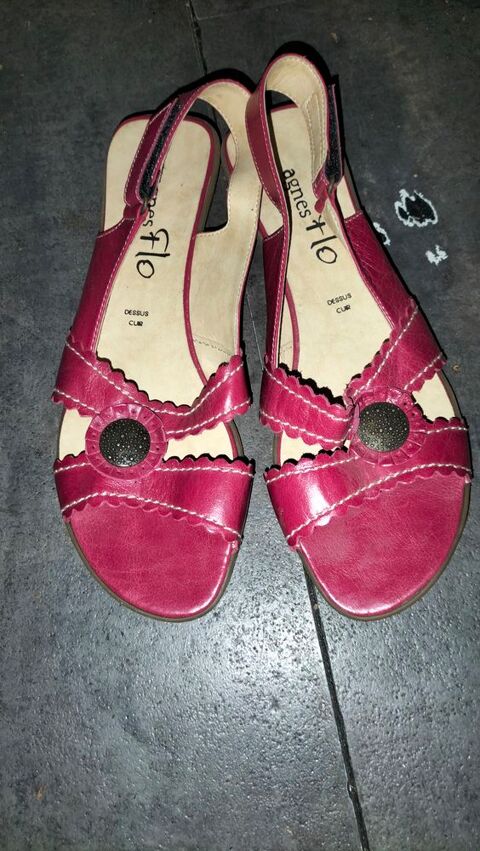Sandales cuir rouge Agnès Flo pointure 38 neuf 12 Cachan (94)
