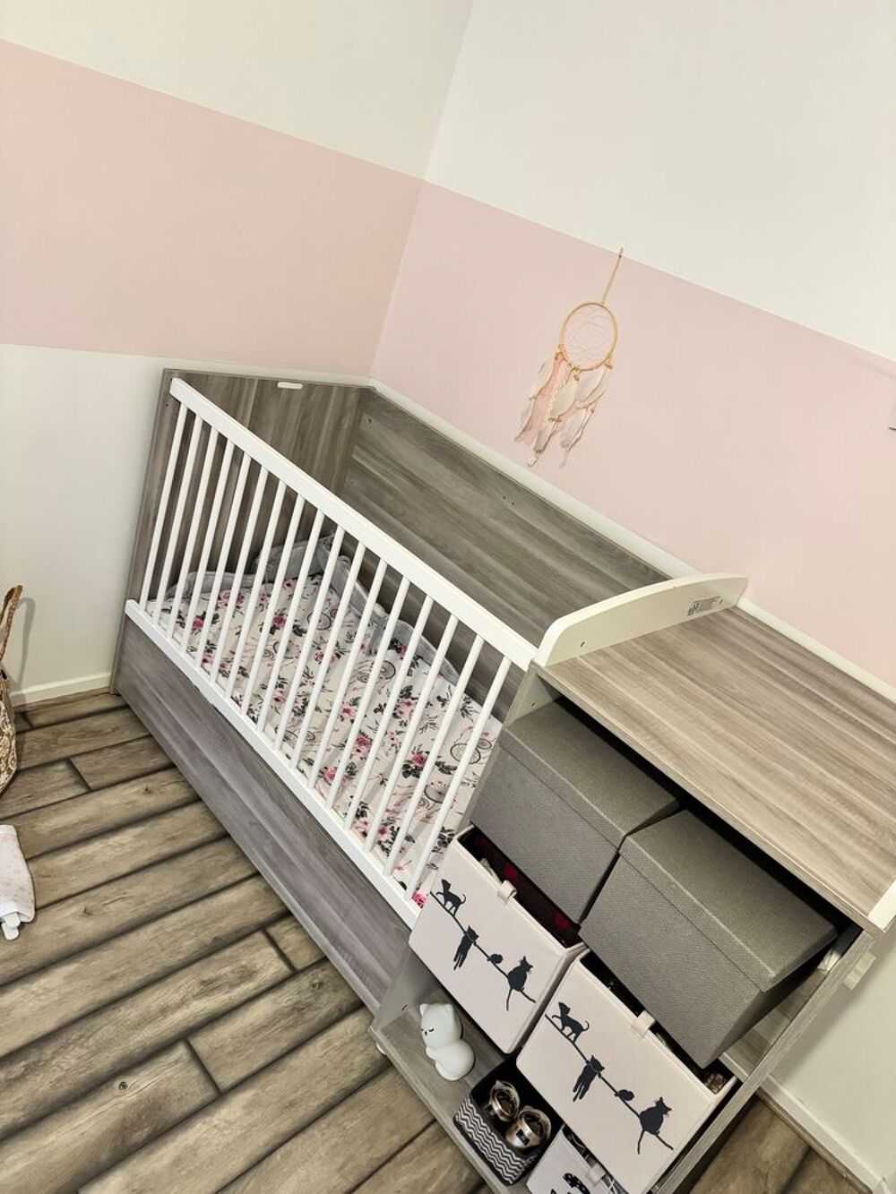 Lit combin&eacute; &eacute;volutif 60x120 en 90x190-table &agrave; langer/commode Mobilier enfants