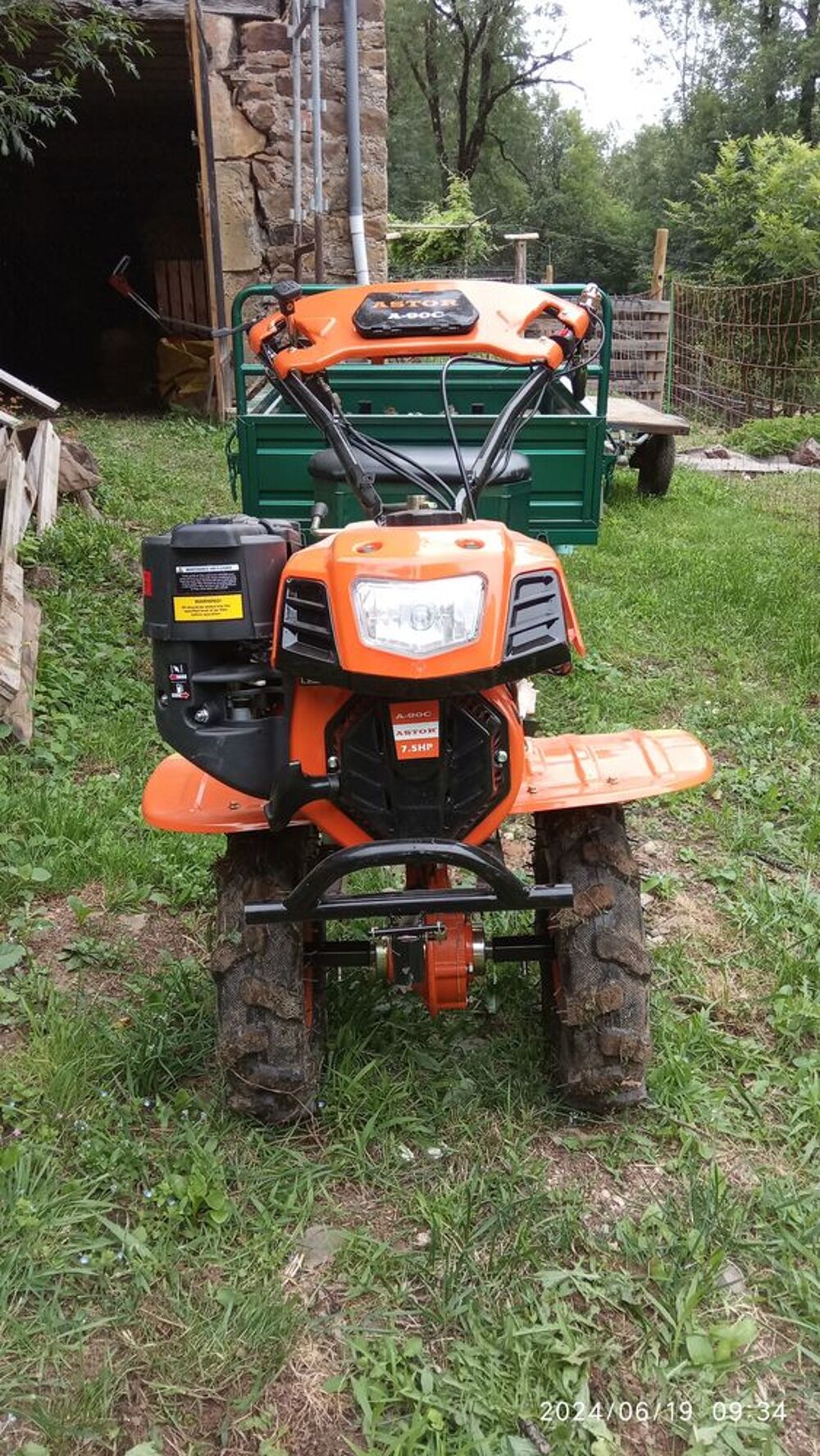 Cultivateur Motoculteur Motobineuse + remorque Jardin