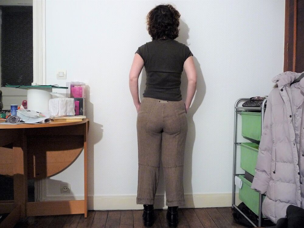 Pantacourt/ Pantalon Lin Marron Kaki- Taille 36- Liliane H Vêtements