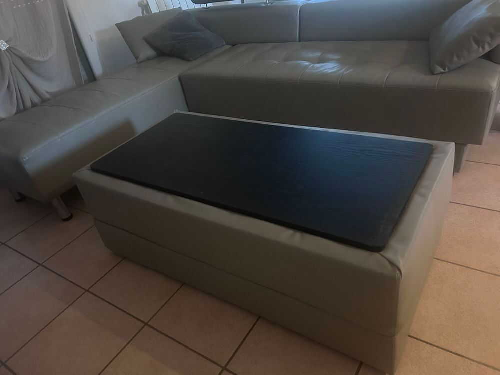Canap&eacute; cuir d'angle r&eacute;versible et convertible Meubles