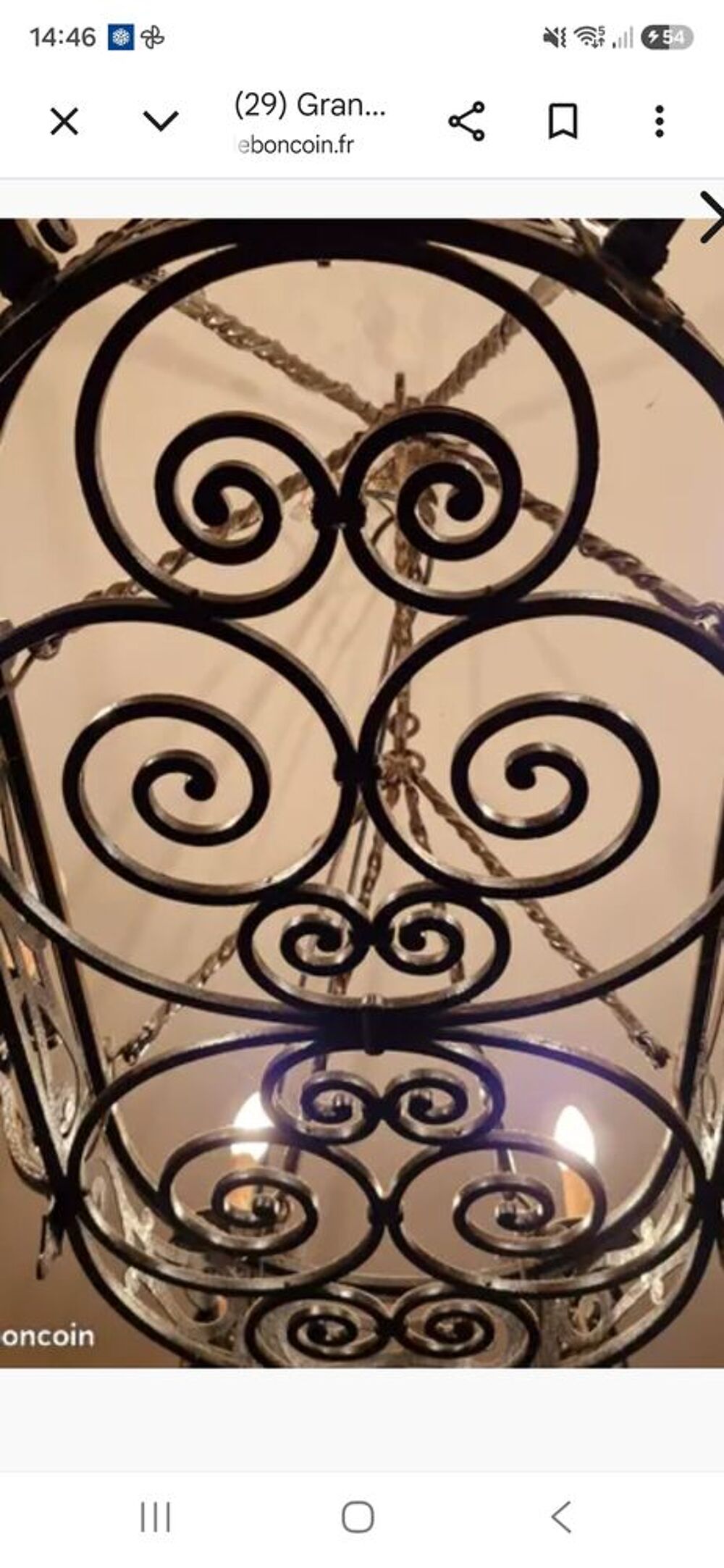 Grand lustre en fer forg&eacute; Décoration