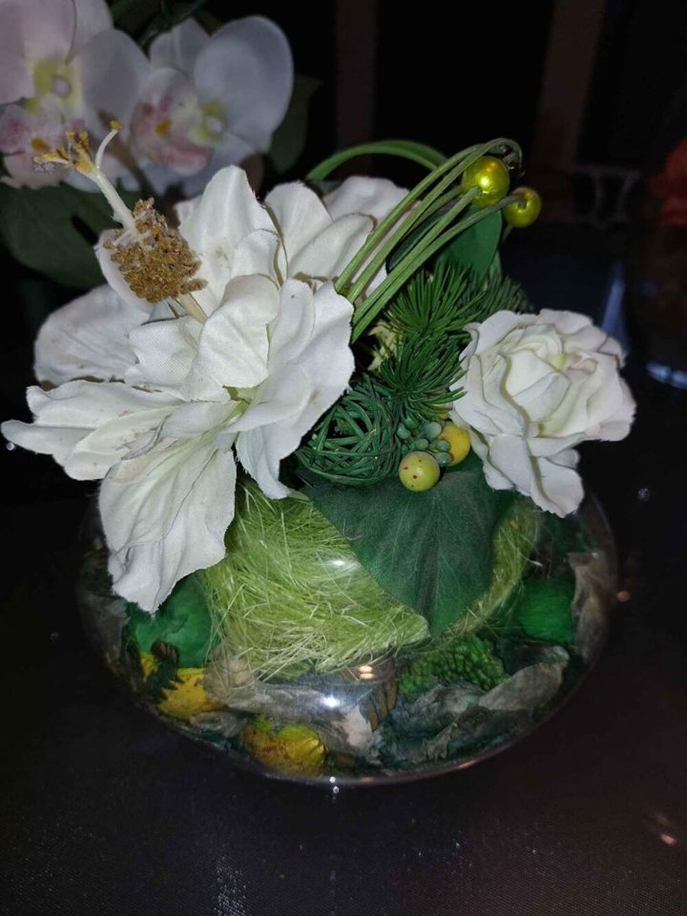 Lot 4 Vases + fleurs artificielles Décoration