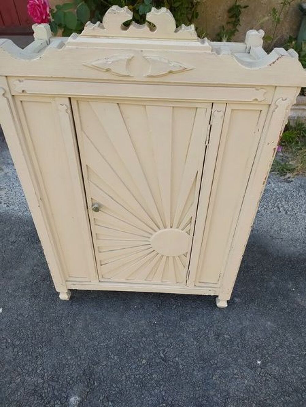 Anciens Meubles de Poup&eacute;e Lit et Armoire Bois XIX&egrave;me Meubles