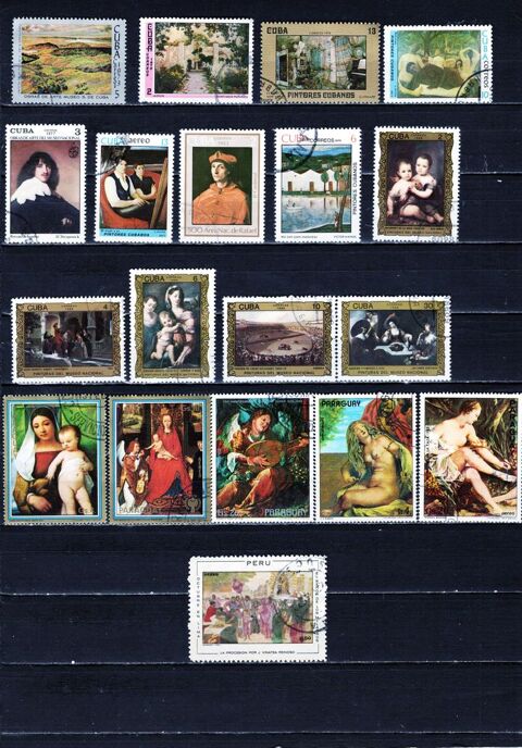 lot de 19 timbres du CONTINENT AMERICAIN sur la PEINTURE 1 Les glisottes-et-Chalaures (33)
