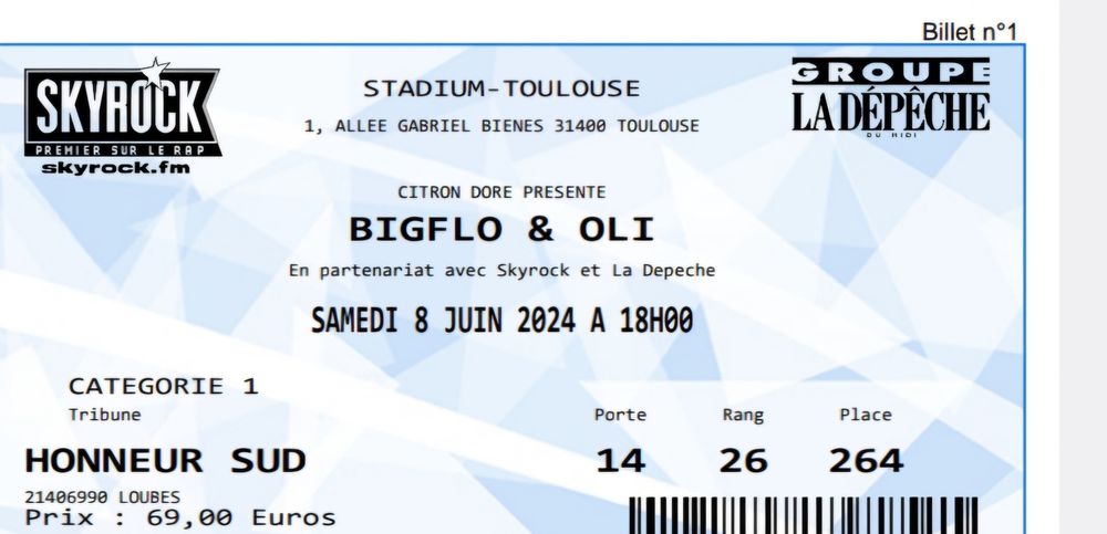 Stadium BigFlo&amp;Oli 8 juin Billetterie