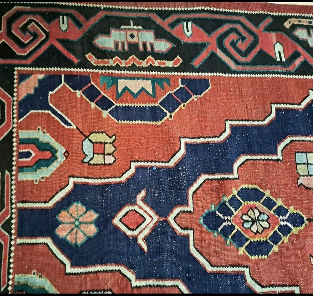 Tapis Kilim antique fait main en laine Décoration