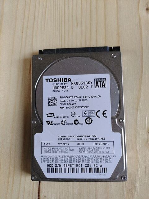 Disque dur Toshiba 80Go 2.5 SATA MK8051GSY 0 Toulouse (31)