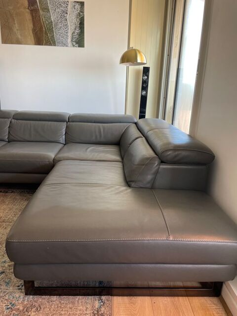 Trs beau canap d'angle cuir gris 1100 Suresnes (92)