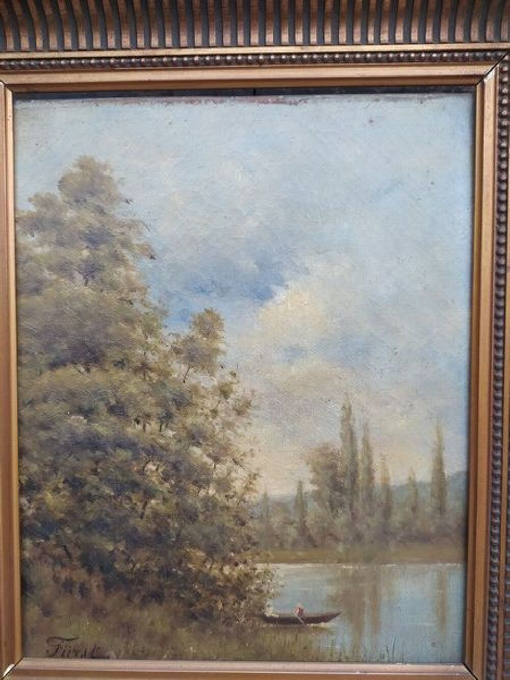 Tableau &Eacute;cole de Barbizon Paysage Lacustre sign&eacute; Furst Décoration